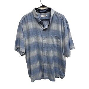 Tommy Bahama Cotton Camp Shirt Men 3XL Button Down Short Sleeve Blue Pocket